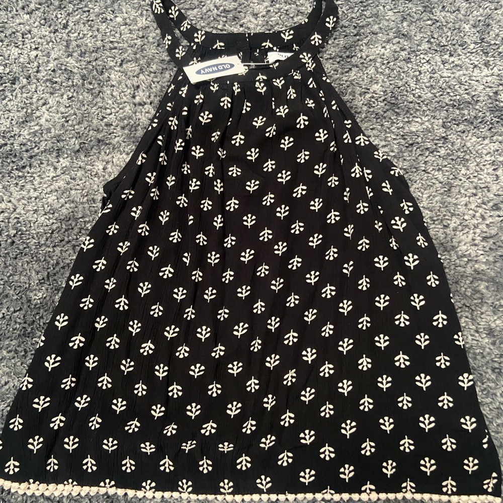 Old Navy Black and White Floral Halter Top - Girls XL